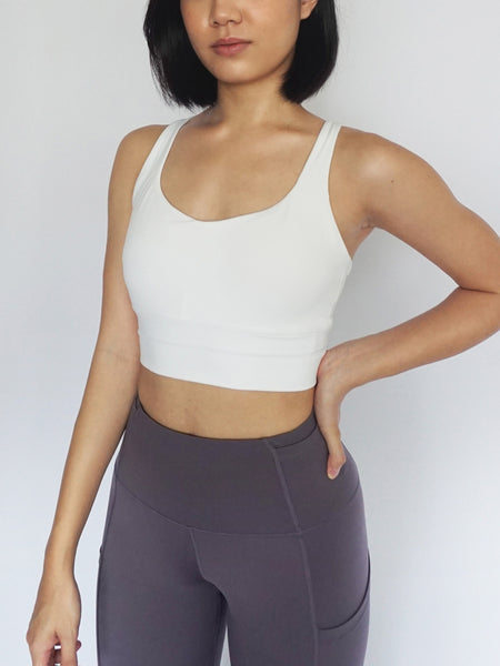 Longline Cross Sports Bra- WHITE - Banana Fighter