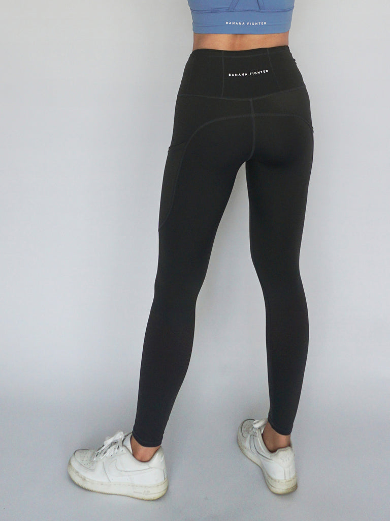 Grey Legging with waist and side pockets for running- Banana Fighter