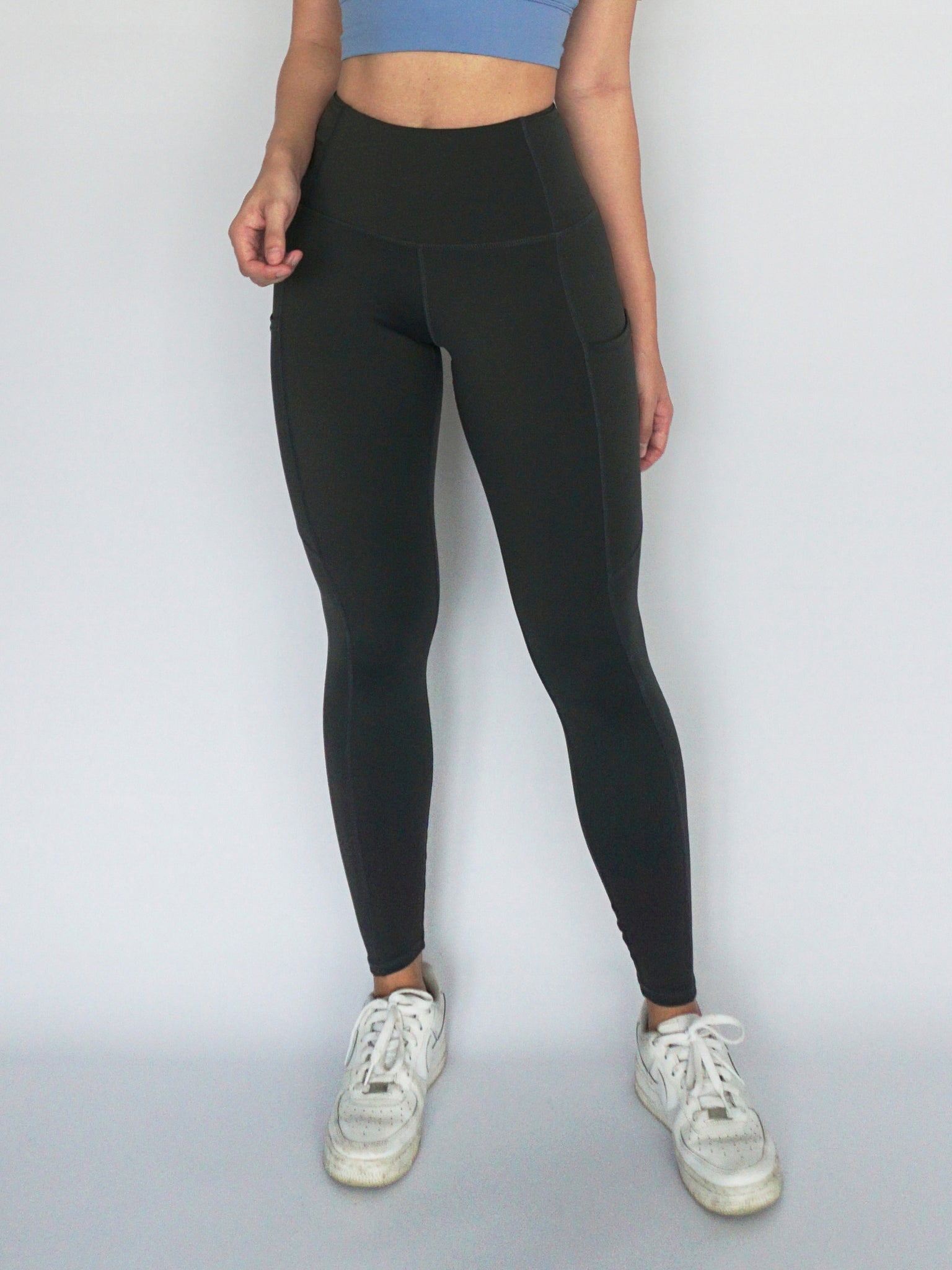 Grey Legging with waist and side pockets for running- Banana Fighter