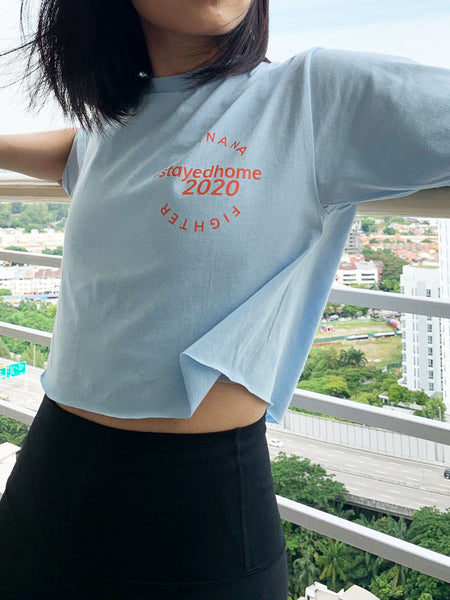 #StayedHome2020 Cropped Tee- LIGHT BLUE - Banana Fighter
