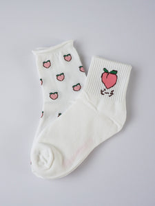 Peach High Ankle Socks Set - Banana Fighter