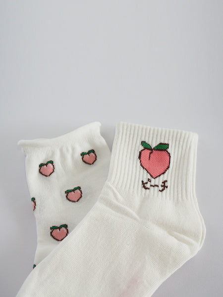 Peach High Ankle Socks Set - Banana Fighter