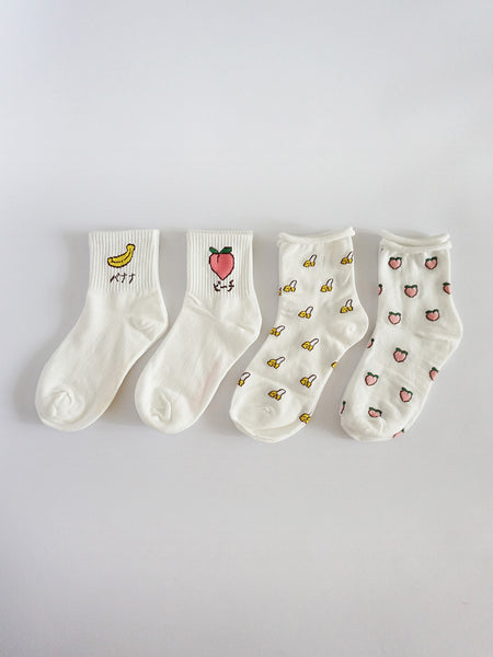 Peach High Ankle Socks Set - Banana Fighter