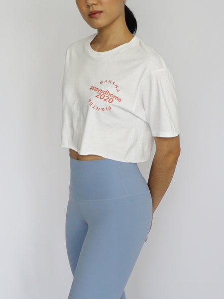 #StayedHome2020 Cropped Tee- WHITE - Banana Fighter